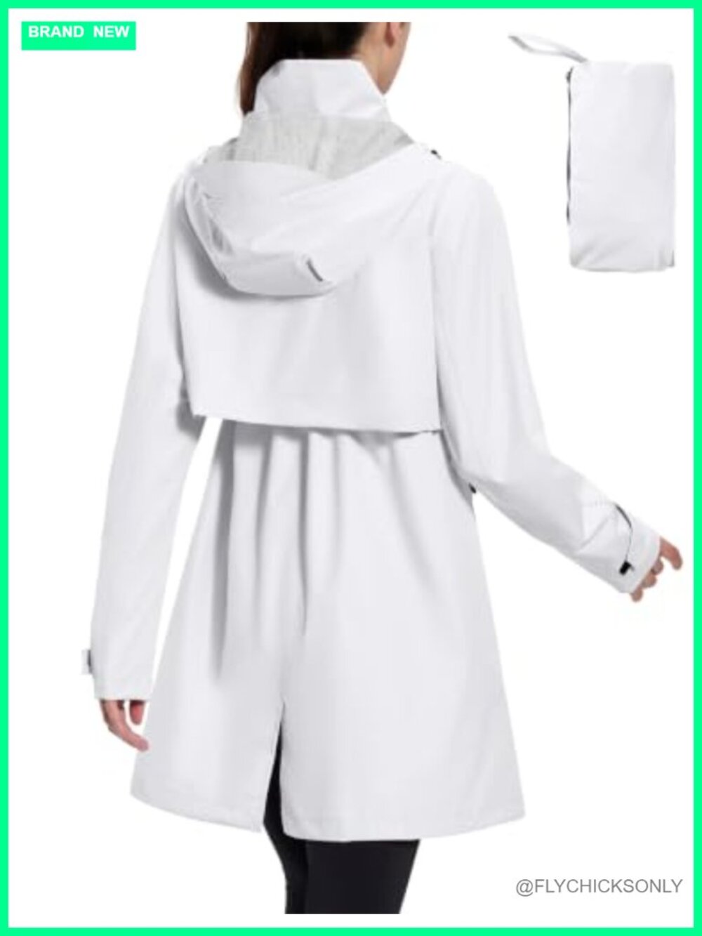 Women's Long Rain Coat Lightweight Packable Waterproof Hooded Trench Jacket